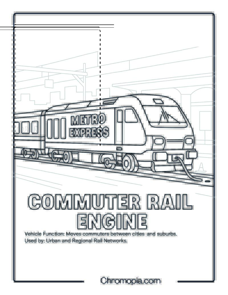 Commuter Rail Engine – Transportation Vehicle Coloring Page
