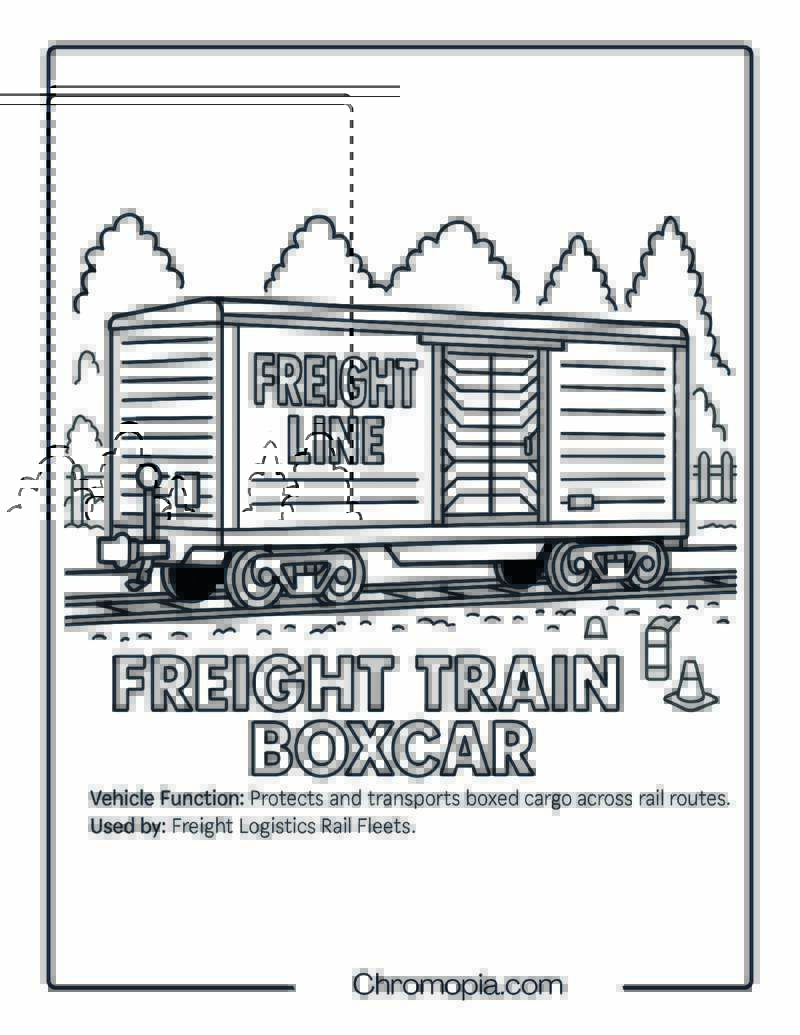 Freight Train Boxcar – Transportation Vehicle Coloring Page