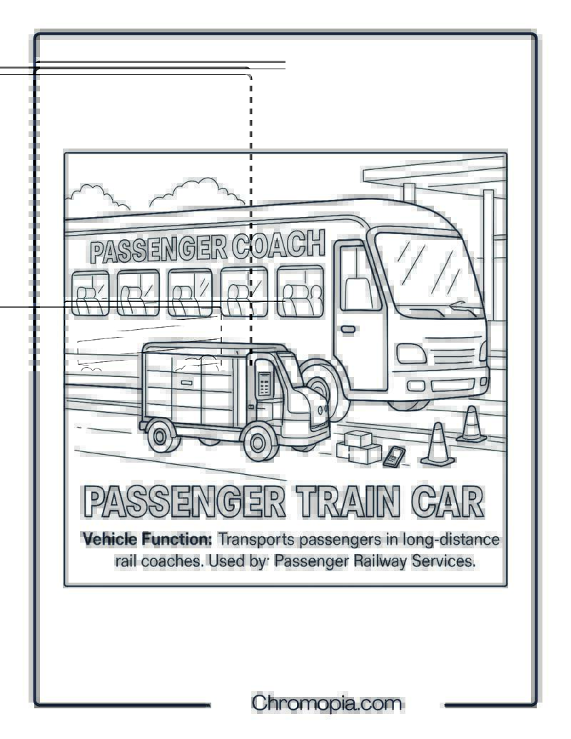 Passenger Train Car – Transportation Vehicle Coloring Page