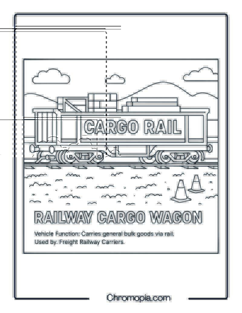Railway Cargo Wagon – Transportation Vehicle Coloring Page