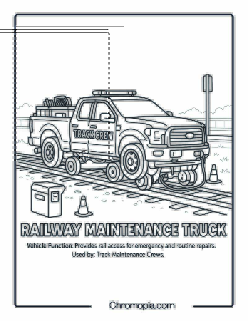 Railway Maintenance Truck – Transportation Vehicle Coloring Page