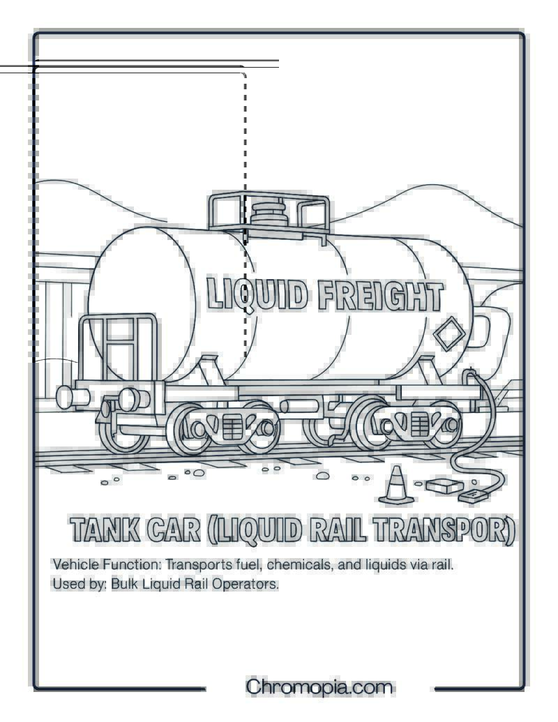 Tank Car (Liquid Rail Transport) – Transportation Vehicle Coloring Page