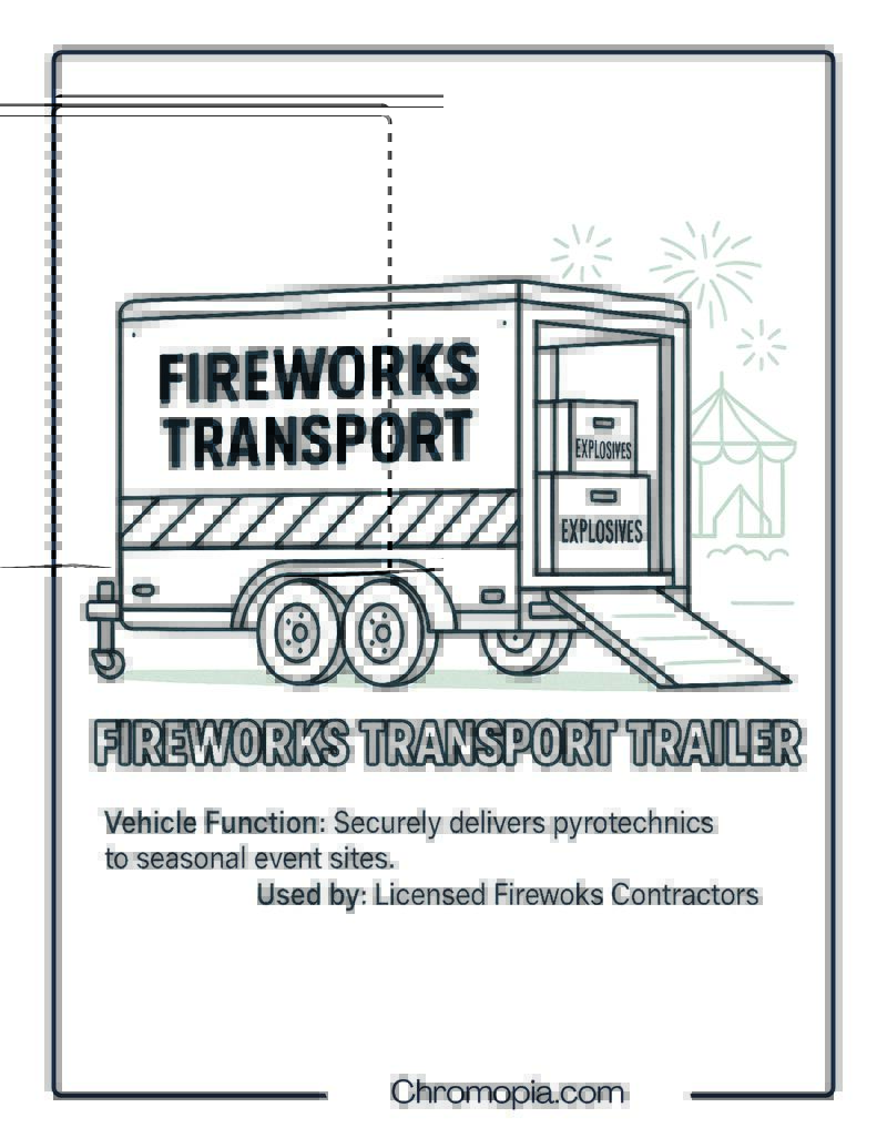 Fireworks Transport Trailer – Transportation Vehicle Coloring Page