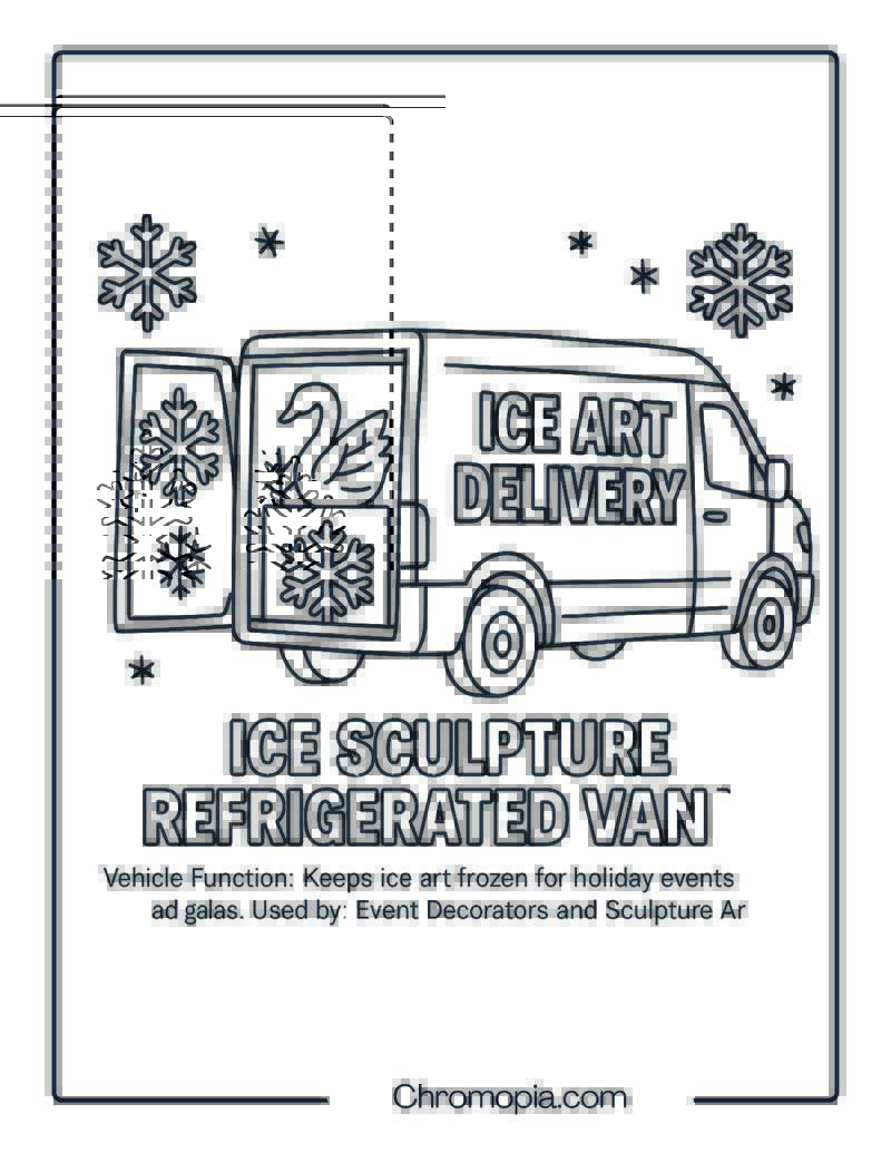 Ice Sculpture Refrigerated Van – Transportation Vehicle Coloring Page