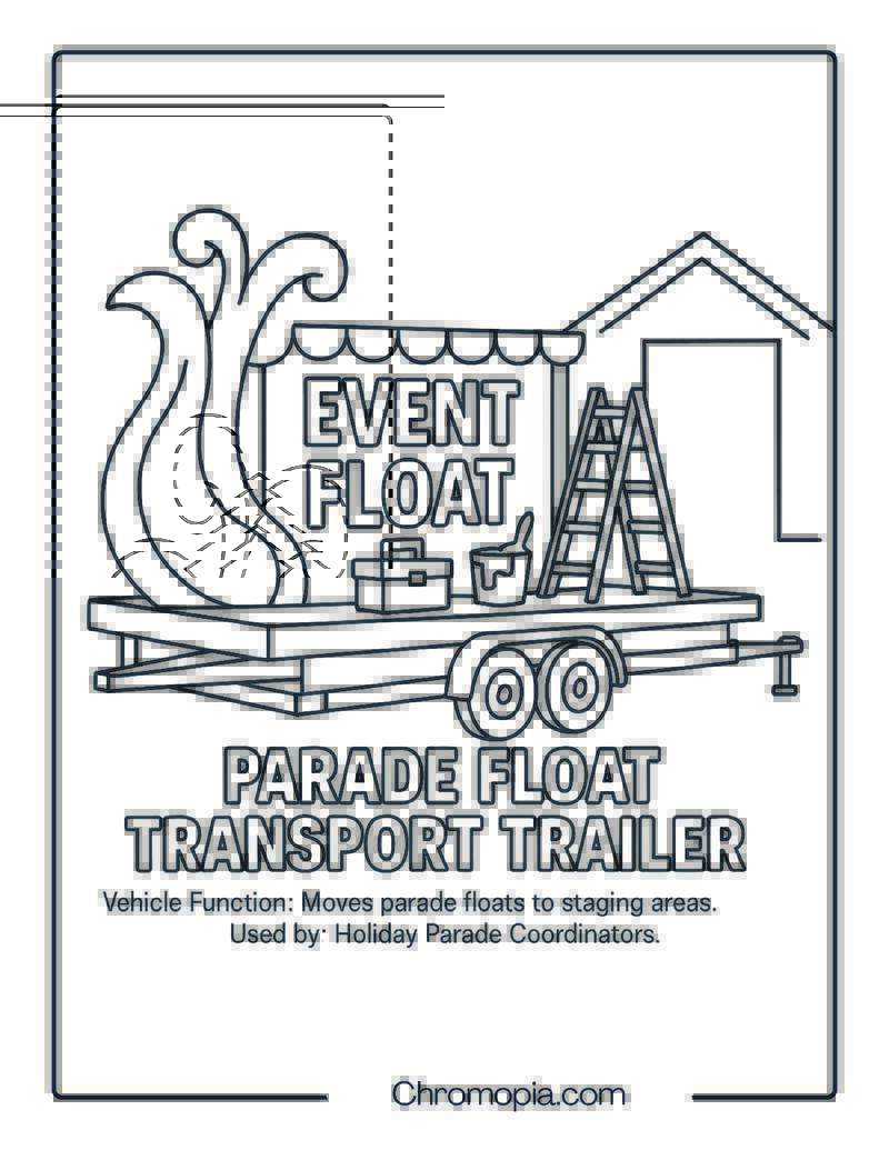 Parade Float Transport Trailer – Transportation Vehicle Coloring Page