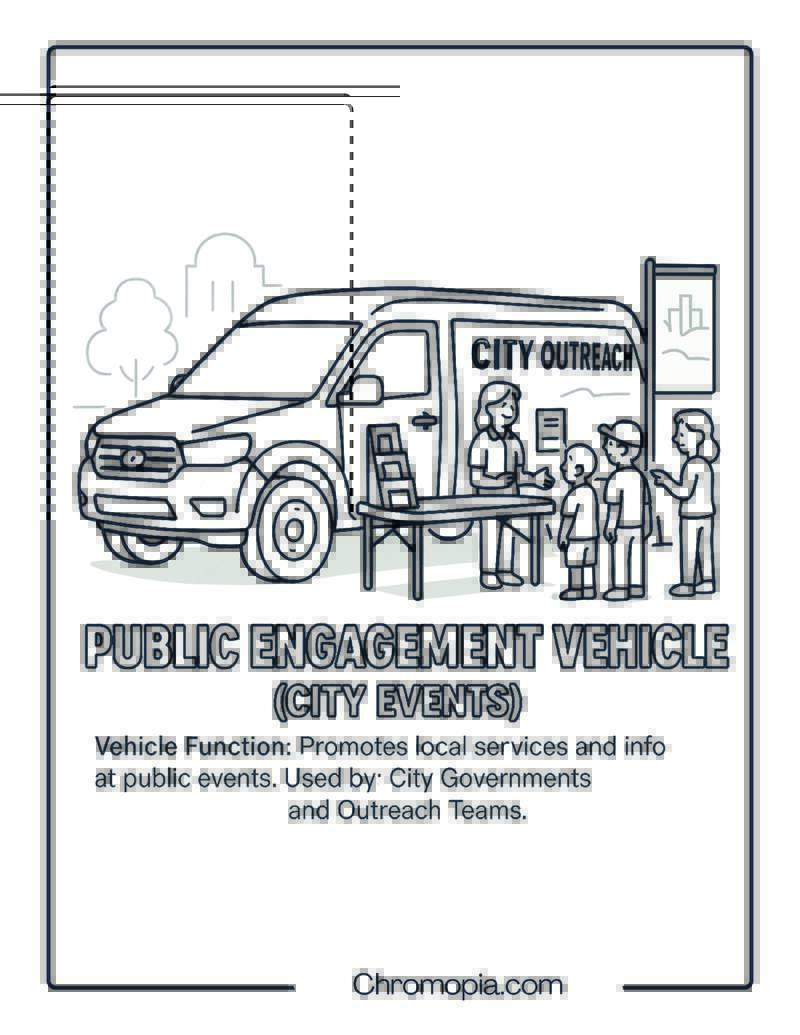 Public Engagement Vehicle (City Events) – Transportation Vehicle Coloring Page