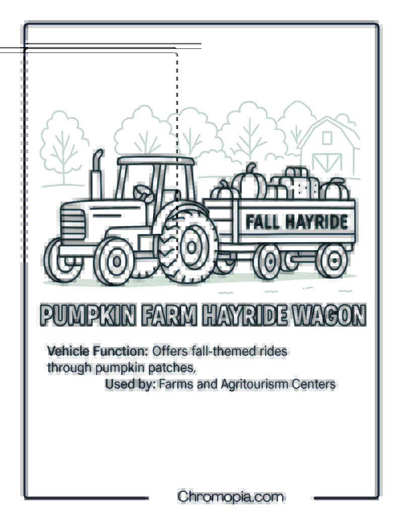 Pumpkin Farm Hayride Wagon – Transportation Vehicle Coloring Page