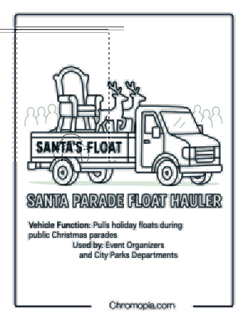 Santa Parade Float Hauler – Transportation Vehicle Coloring Page