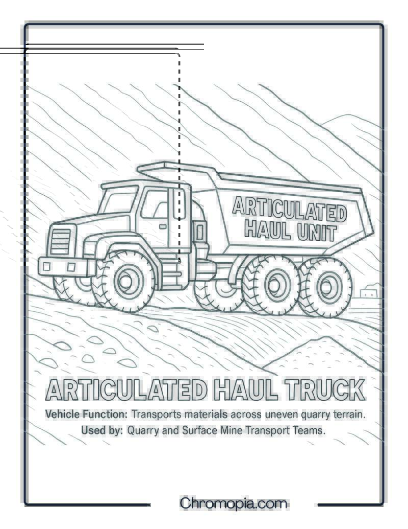 Articulated Haul Truck – Transportation Vehicle Coloring Page