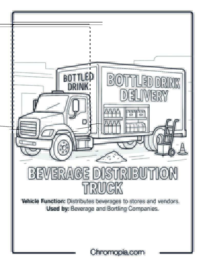 Beverage Distribution Truck – Transportation Vehicle Coloring Page