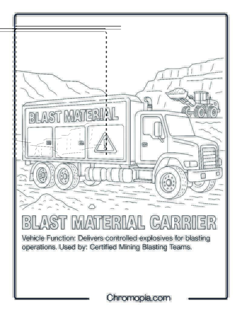 Blast Material Carrier – Transportation Vehicle Coloring Page
