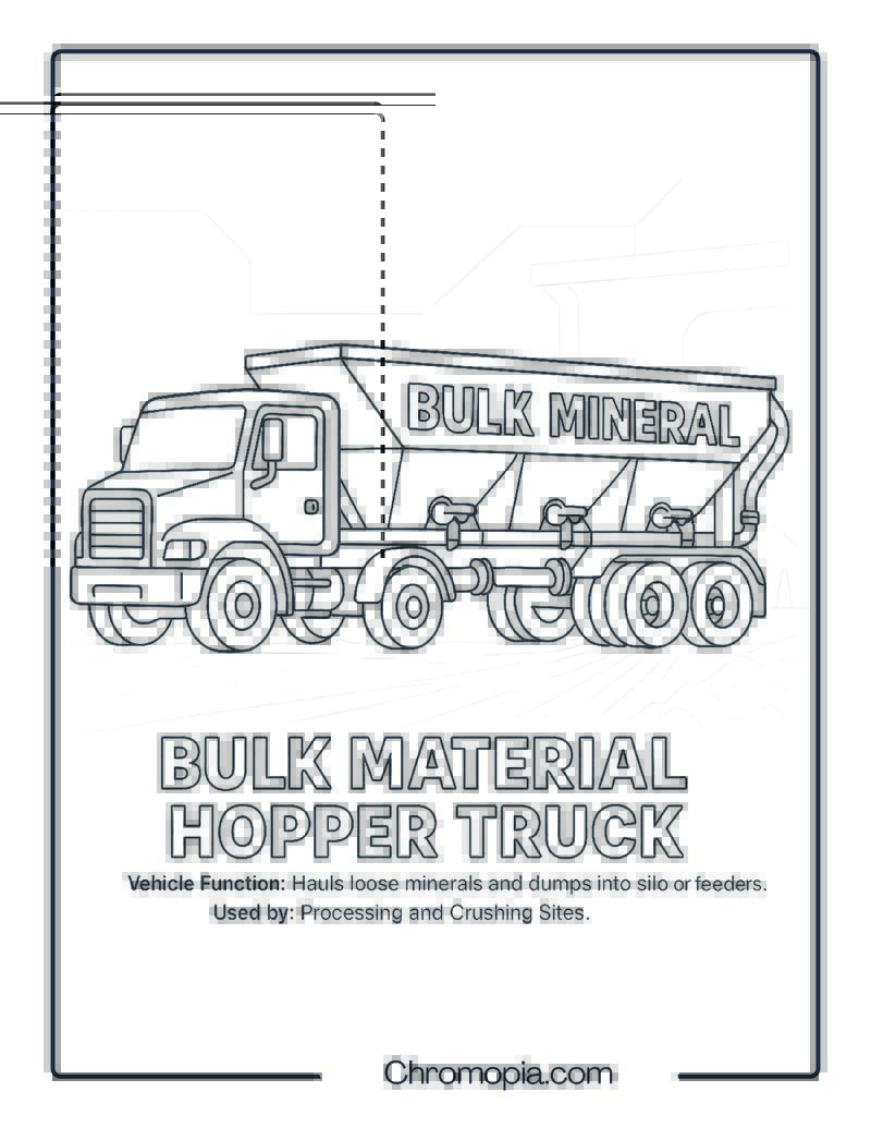 Bulk Material Hopper Truck – Transportation Vehicle Coloring Page