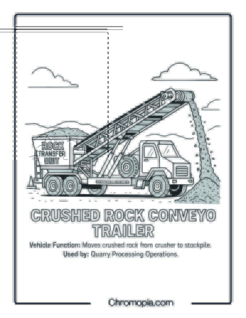 Crushed Rock Conveyor Trailer – Transportation Vehicle Coloring Page