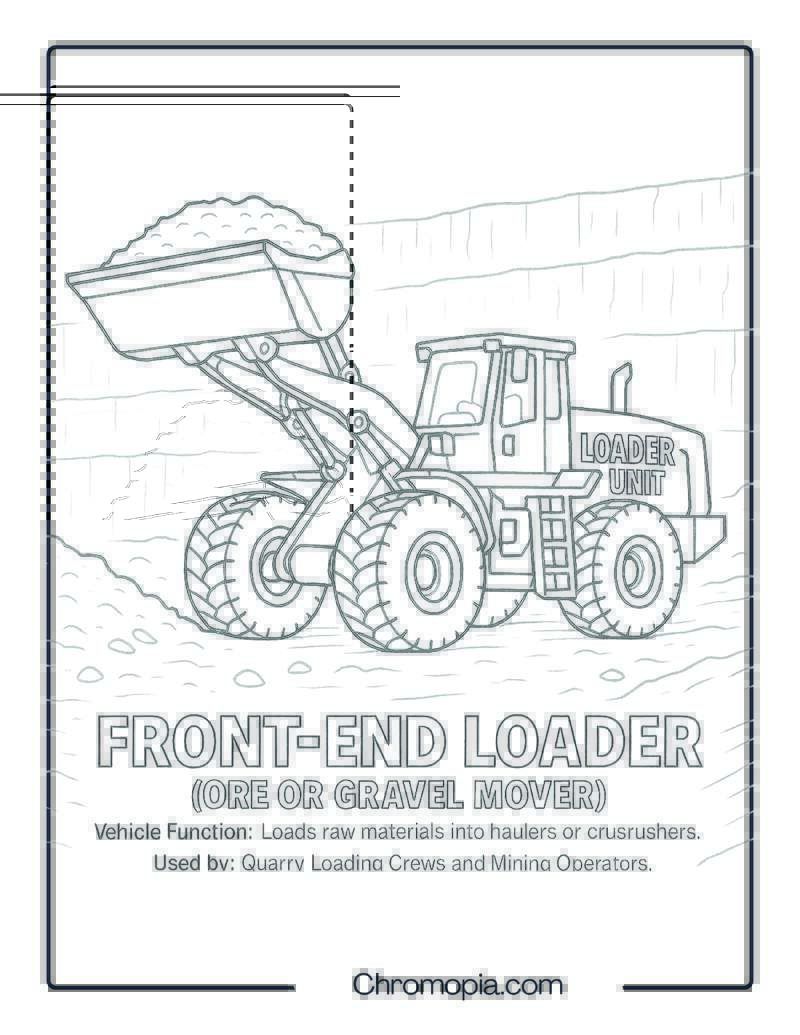 Front-End Loader (Ore or Gravel Mover) – Transportation Vehicle Coloring Page