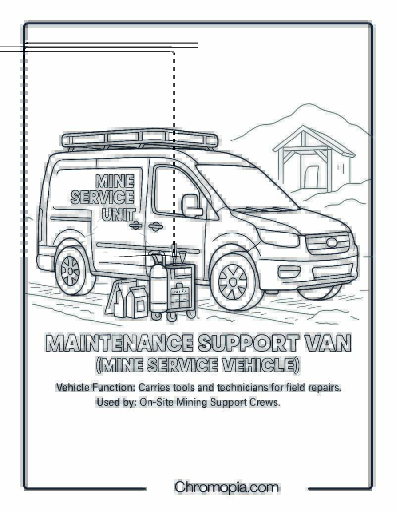 Maintenance Support Van (Mine Service Vehicle) – Transportation Vehicle Coloring Page