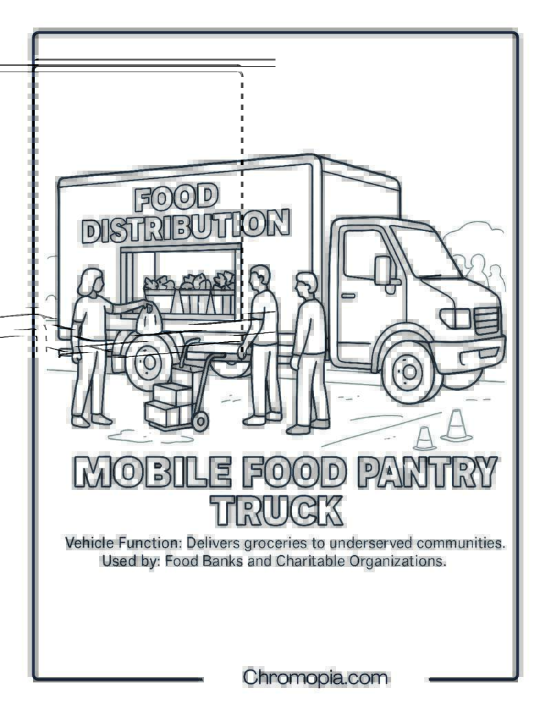 Mobile Food Pantry Truck – Transportation Vehicle Coloring Page