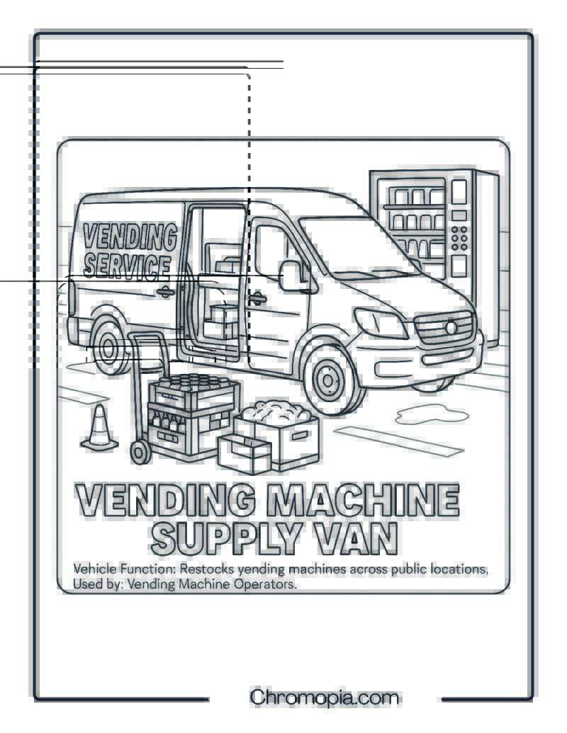 Vending Machine Supply Van – Transportation Vehicle Coloring Page