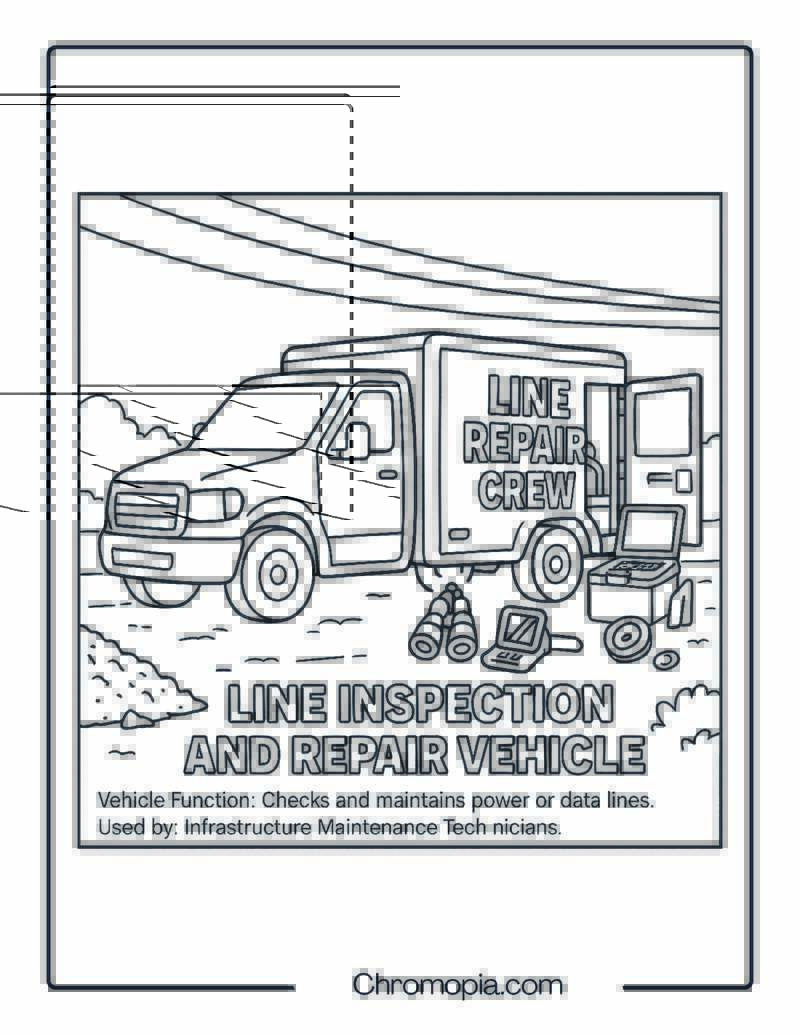 Line Inspection and Repair Vehicle – Transportation Vehicle Coloring Page