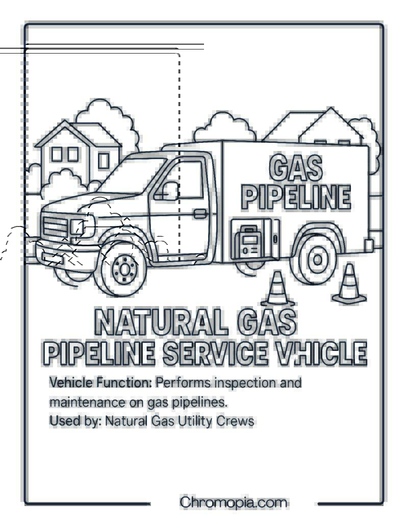 Natural Gas Pipeline Service Vehicle – Transportation Vehicle Coloring Page