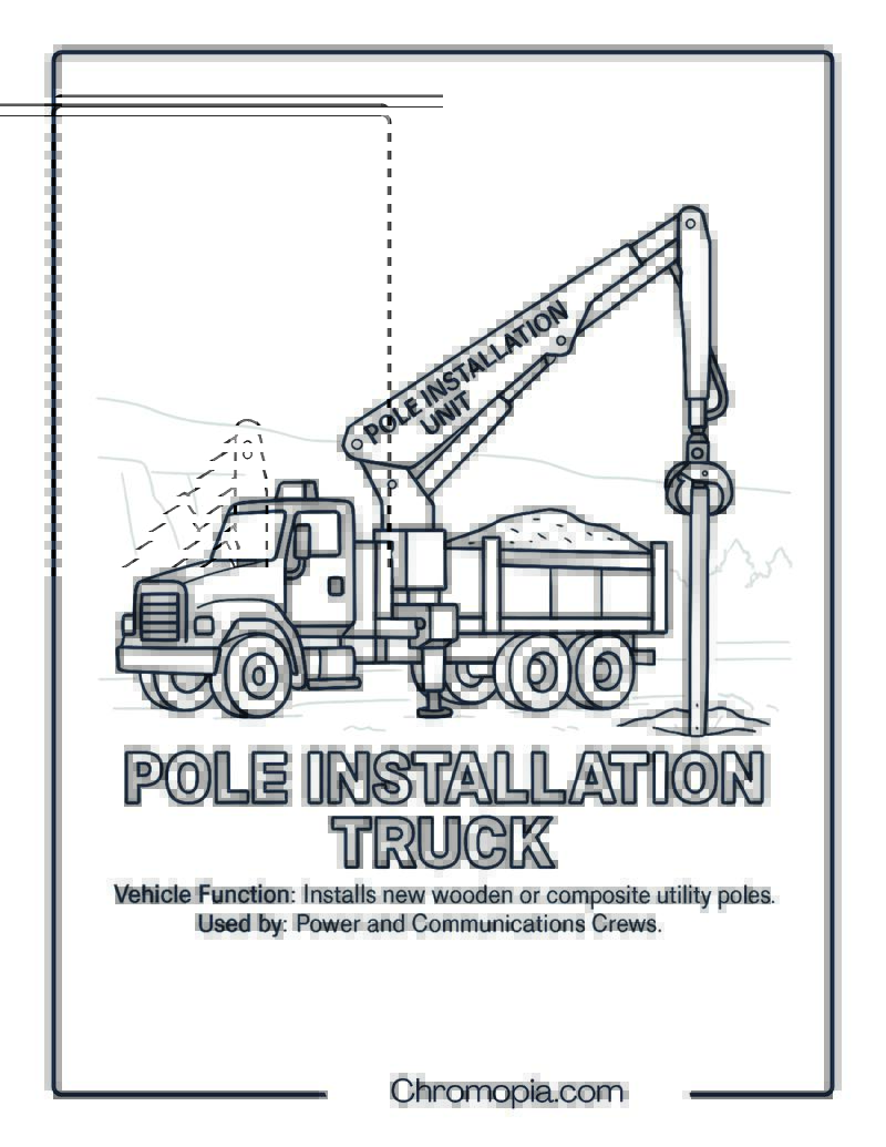 Pole Installation Truck – Transportation Vehicle Coloring Page