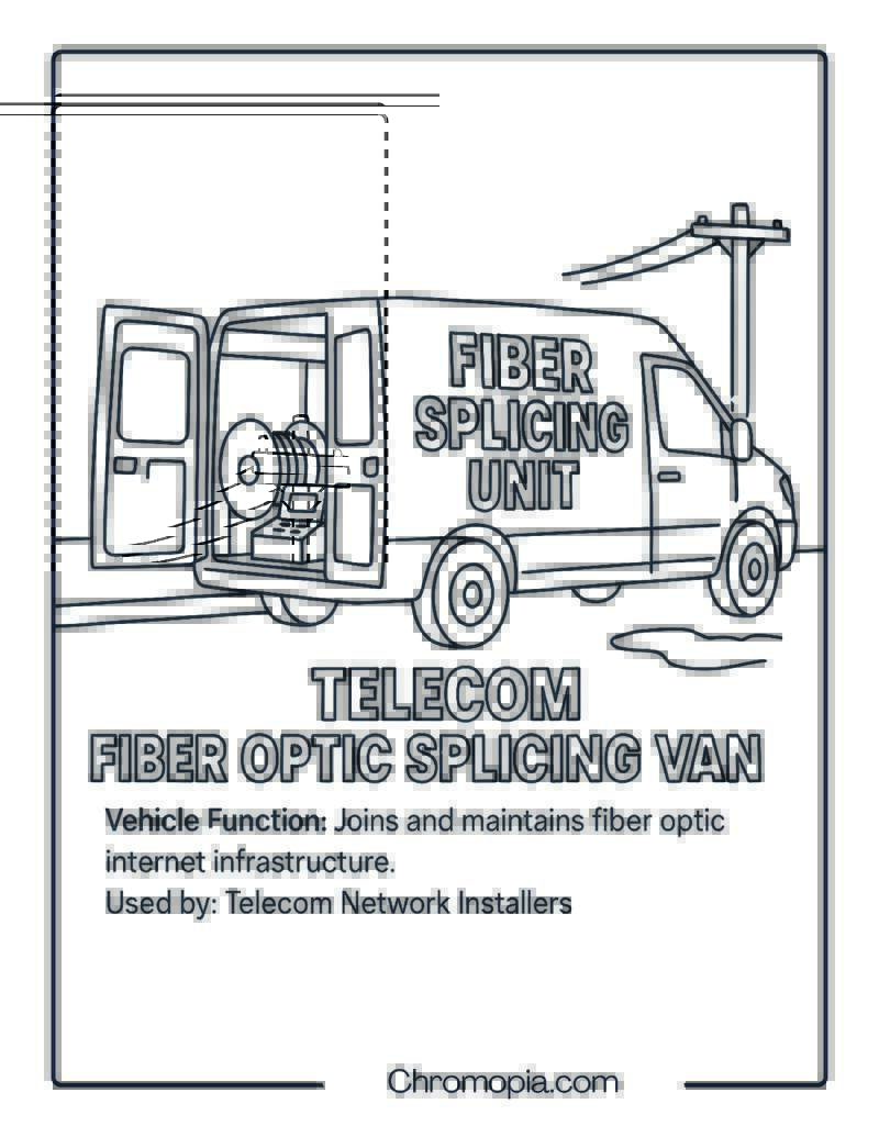 Telecom Fiber Optic Splicing Van – Transportation Vehicle Coloring Page