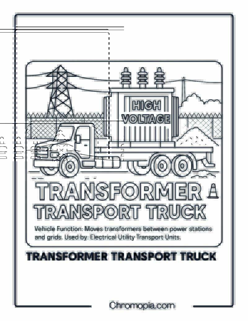 Transformer Transport Truck – Transportation Vehicle Coloring Page