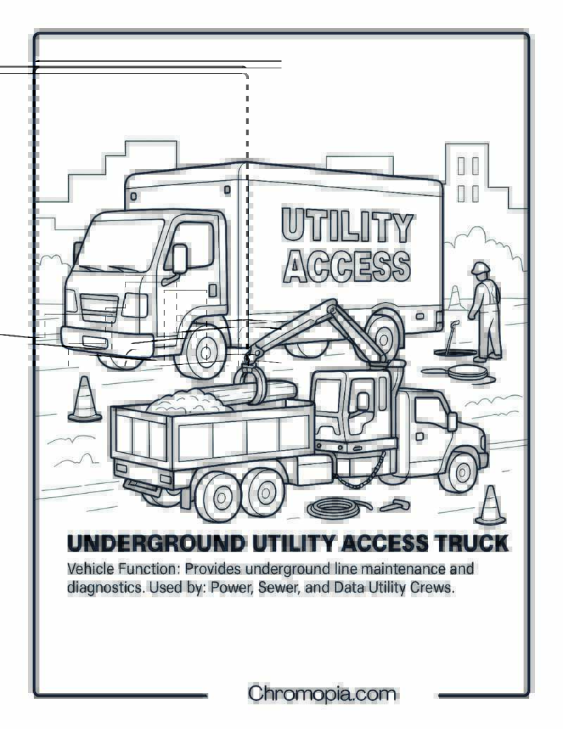 Underground Utility Access Truck – Transportation Vehicle Coloring Page