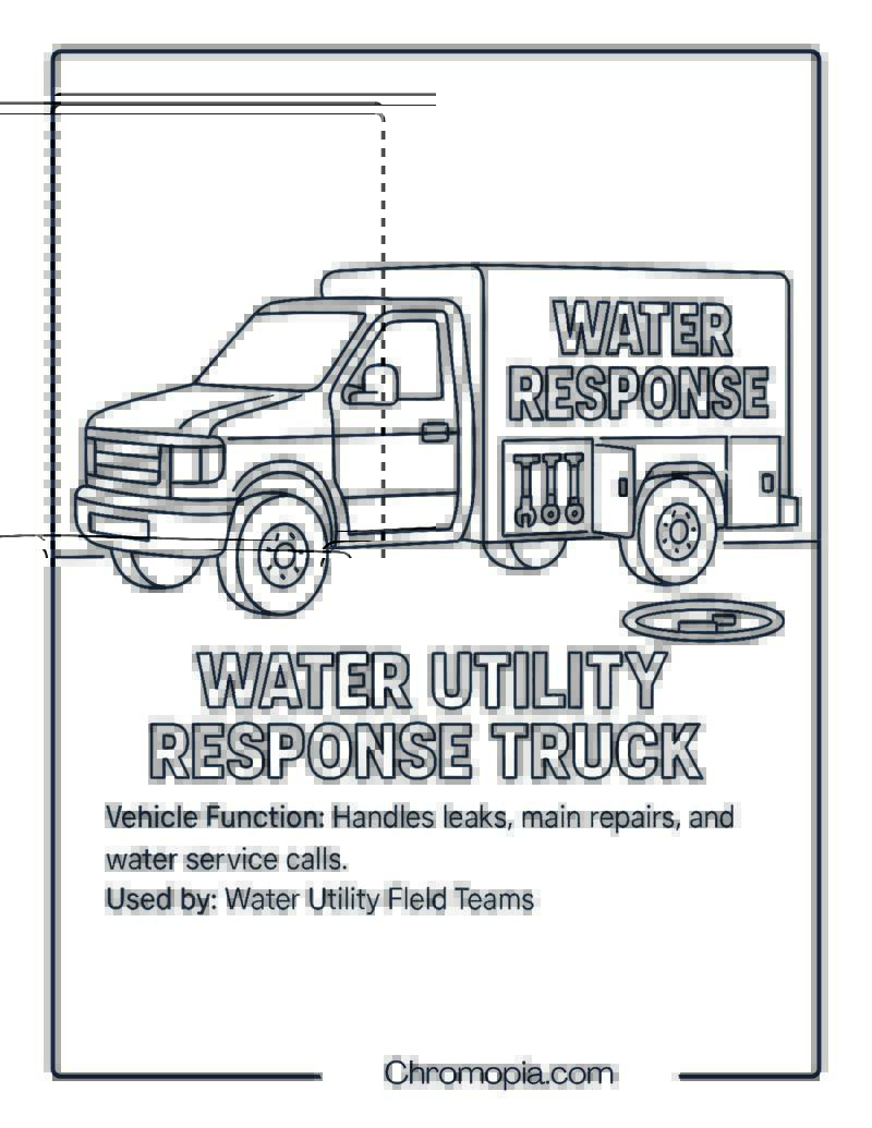 Water Utility Response Truck – Transportation Vehicle Coloring Page