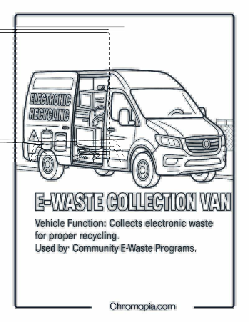 E-Waste Collection Van – Transportation Vehicle Coloring Page