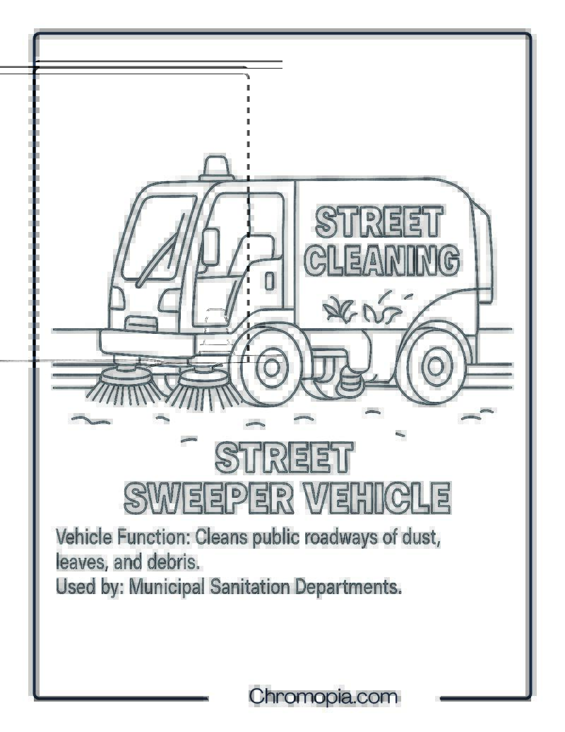 Street Sweeper Vehicle – Transportation Vehicle Coloring Page