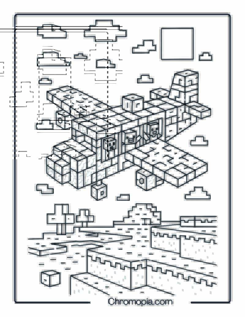 Minecraft Cubic Sky Plane – Minecraft Aeroplane Coloring Page