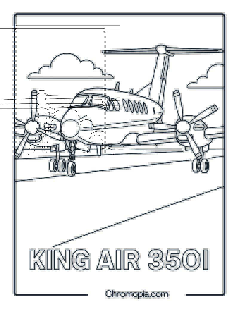 Beechcraft King Air 350i – Business Plane Taxi View – Aeroplane coloring page