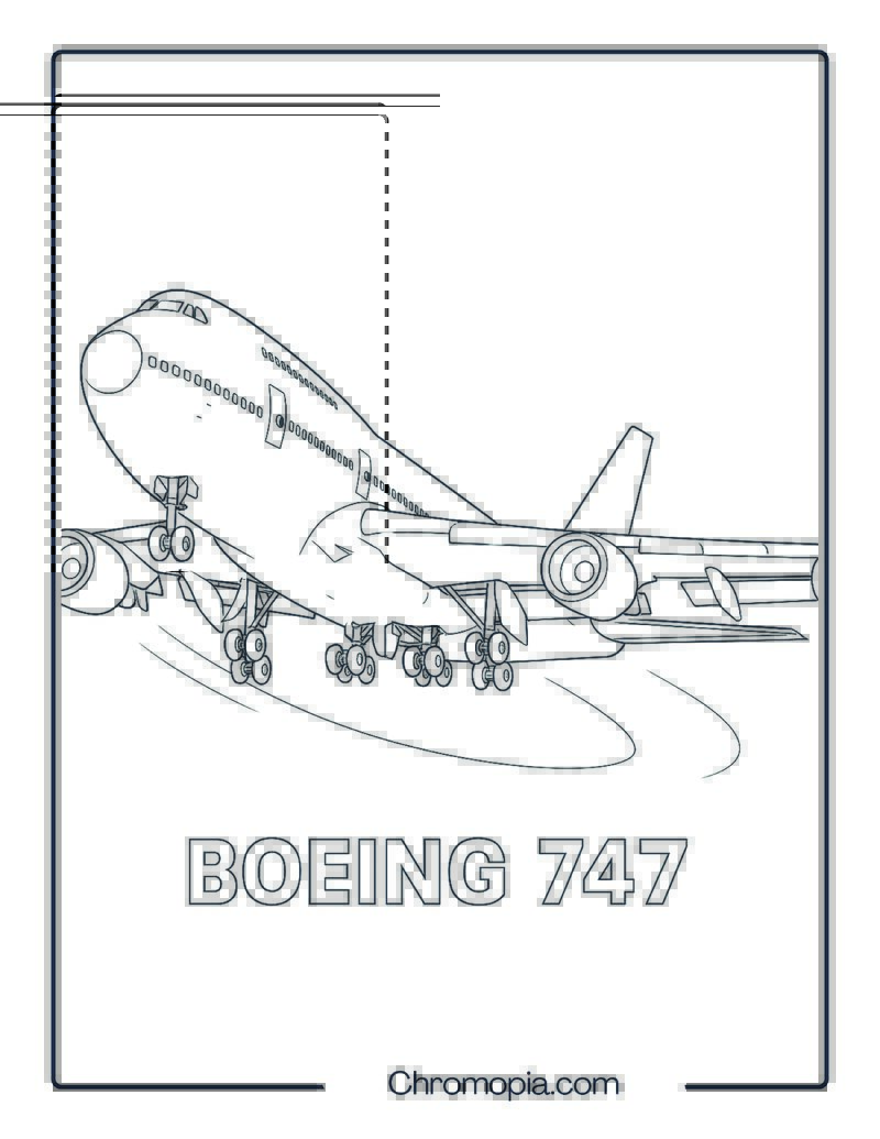 Boeing 747 during Takeoff – Aeroplane coloring page
