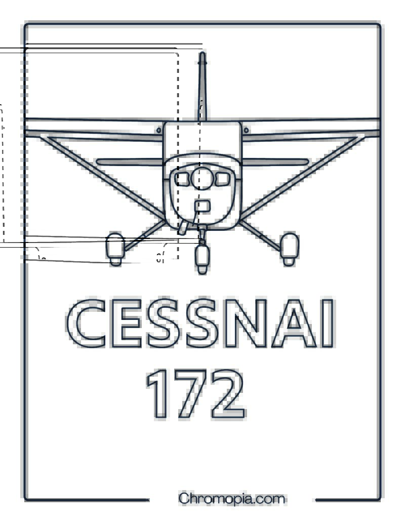 Cessna 172 Landing Approach – Aeroplane coloring page