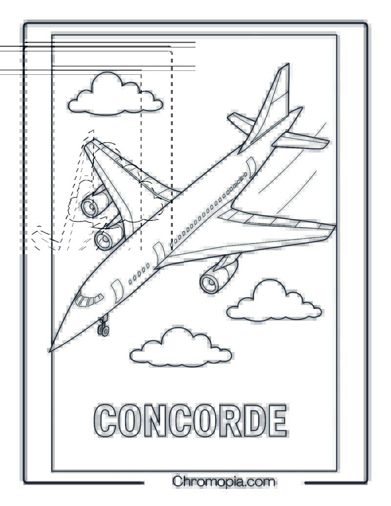 Concorde Supersonic Jet in Air – Aeroplane coloring page