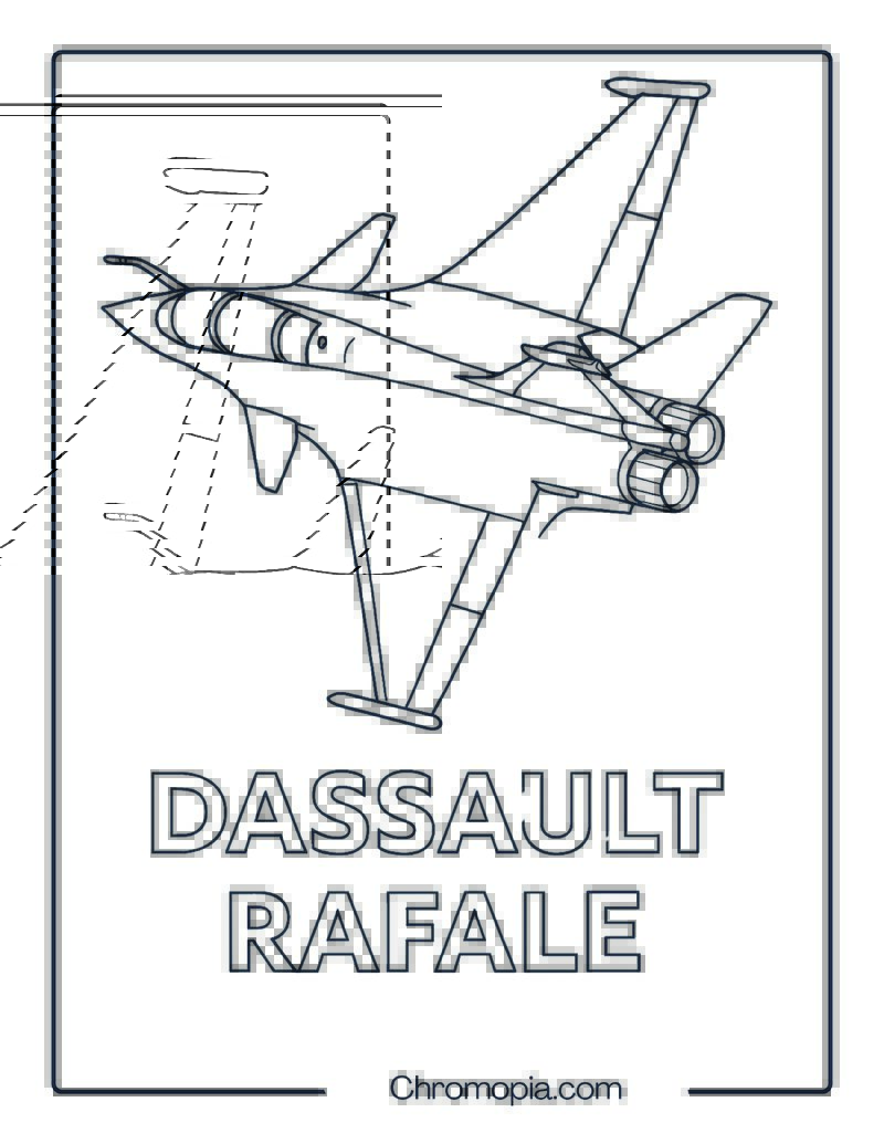 Dassault Rafale in Banking Turn – Aeroplane coloring page