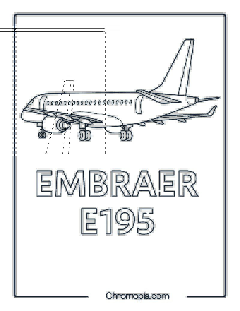 Embraer E195 Taxiing on Tarmac – Aeroplane coloring page