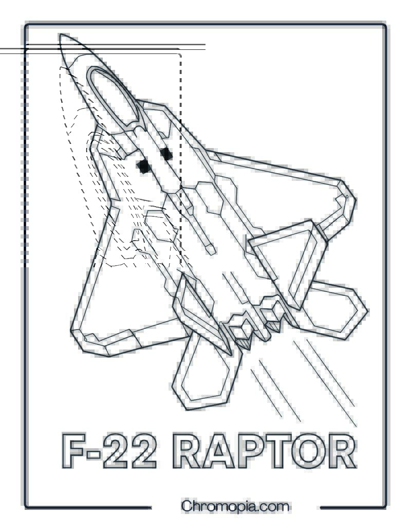 F-22 Raptor – Stealth Jet in Flight – Aeroplane coloring page
