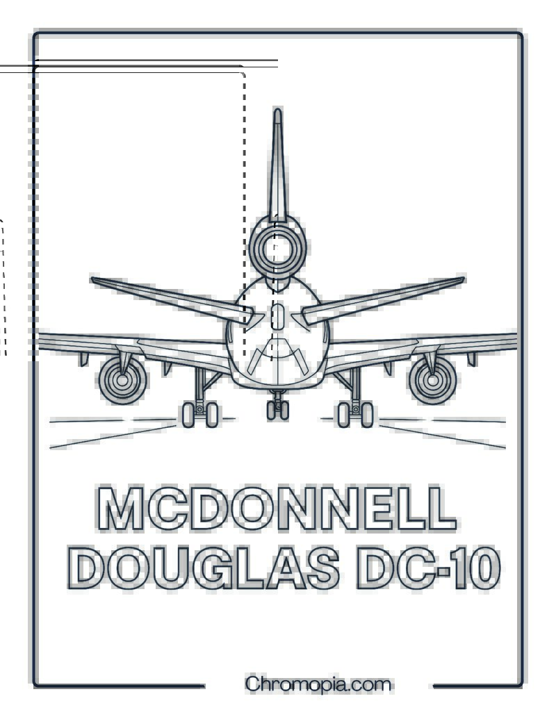 McDonnell Douglas DC-10 Rear View – Aeroplane coloring page