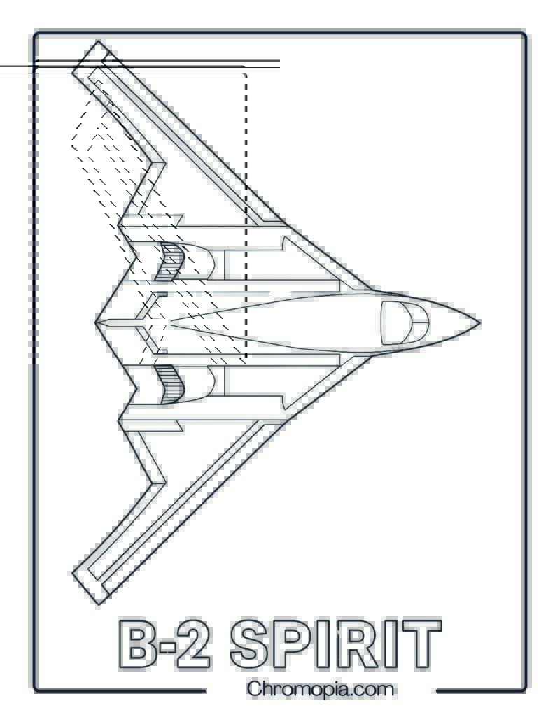 Northrop Grumman B-2 Spirit – Stealth Bomber Top View – Aeroplane coloring page