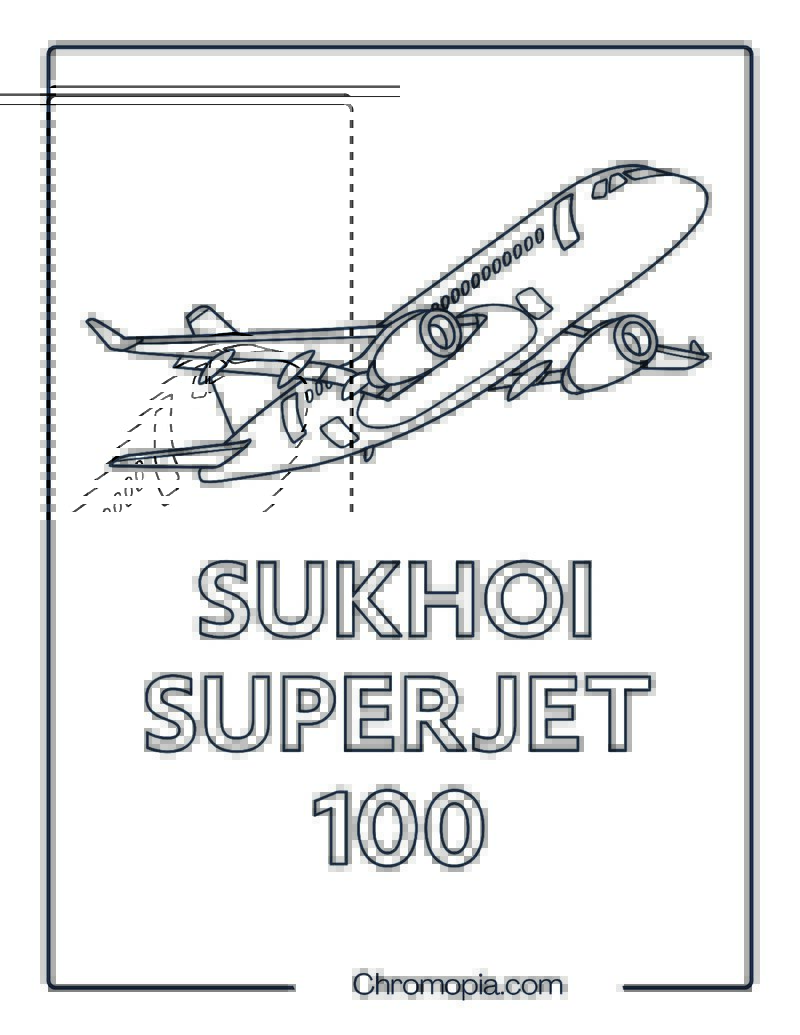 Sukhoi Superjet 100 Angled View – Aeroplane coloring page