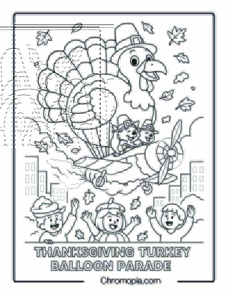 Thanksgiving Turkey Balloon Parade – Aircraft Coloring Page