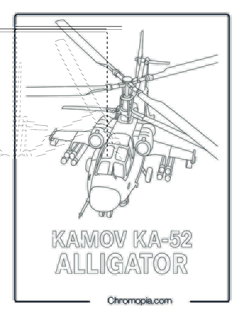 Kamov Ka-52 Alligator – Aircraft Coloring Page