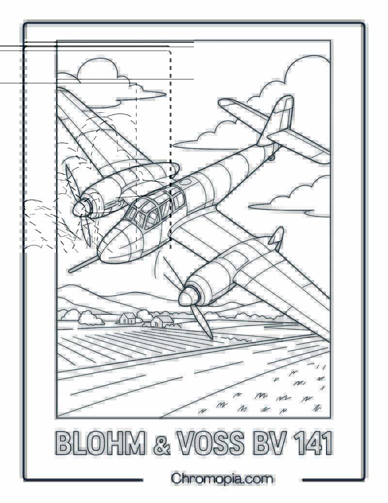 Blohm & Voss BV 141 – Aircraft Coloring Page