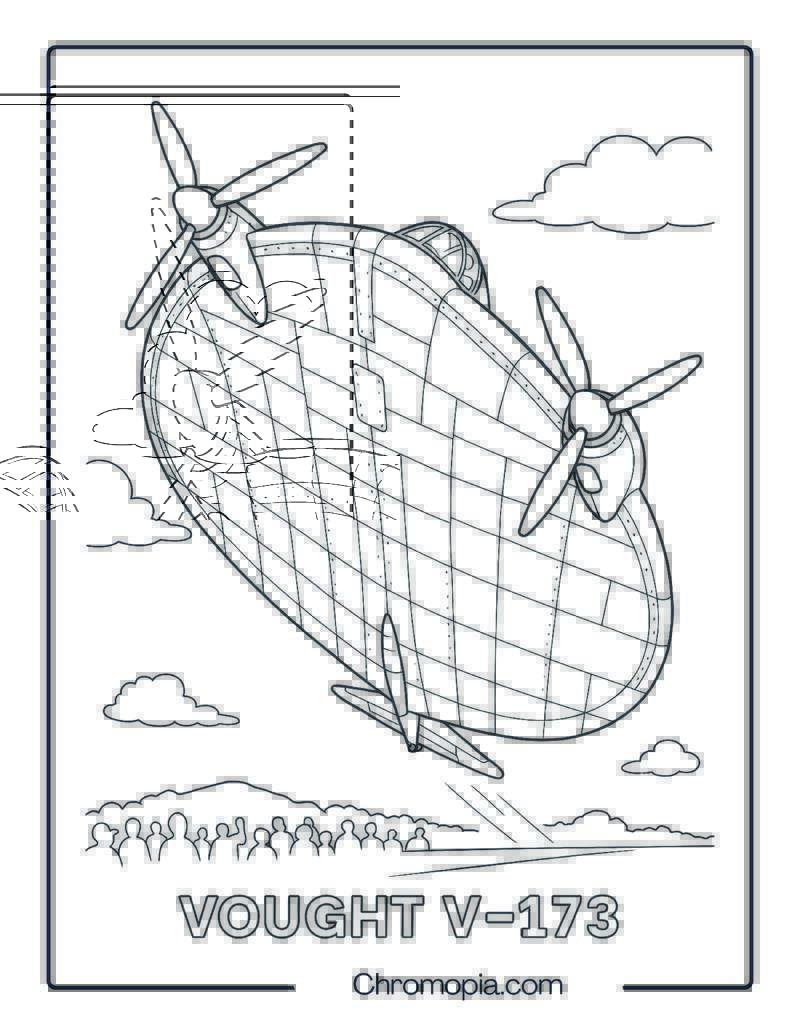 Vought V-173 Flying Pancake – Aircraft Coloring Page