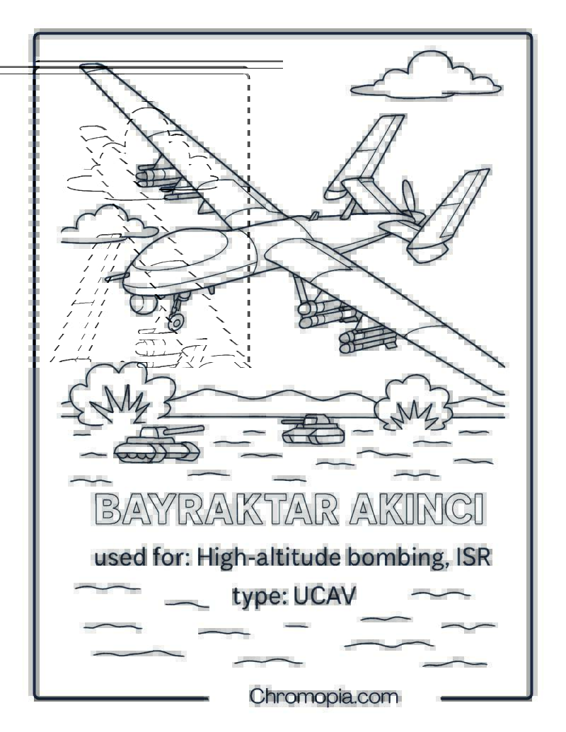 Bayraktar Akıncı – Drone Coloring Page