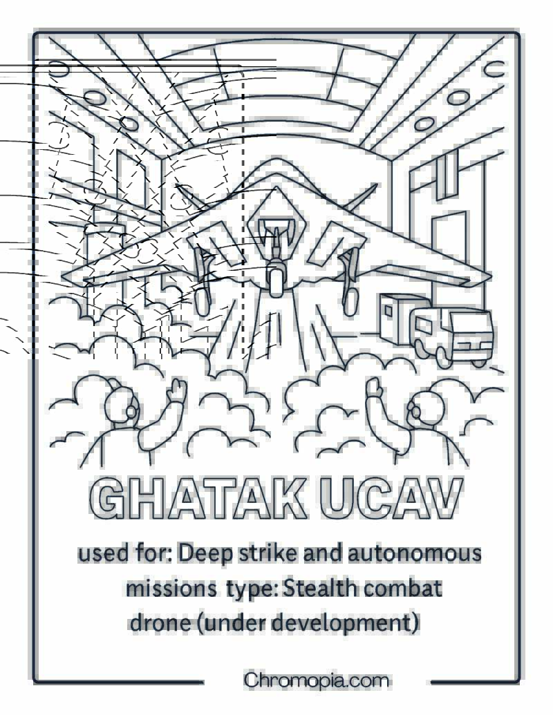 Ghatak UCAV – Drone Coloring Page