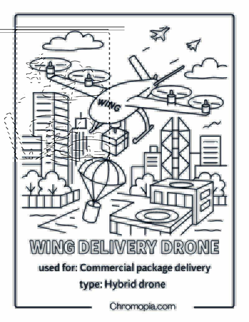 Wing Delivery Drone – Drone Coloring Page