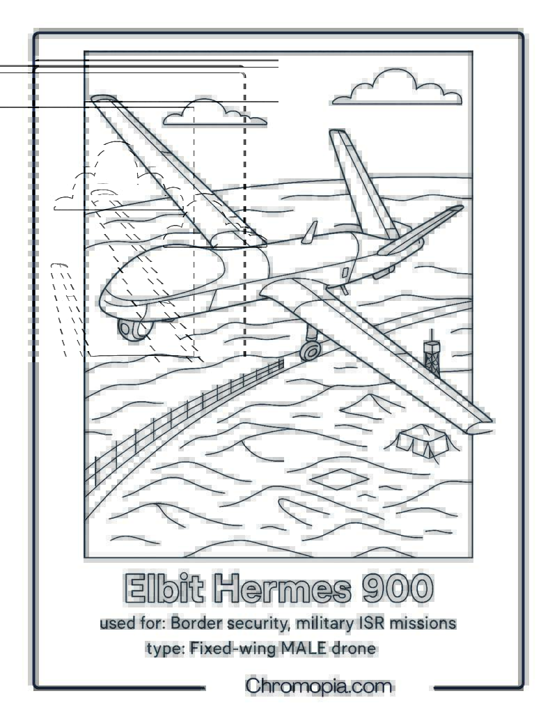 Elbit Hermes 900 – Drone Coloring Page