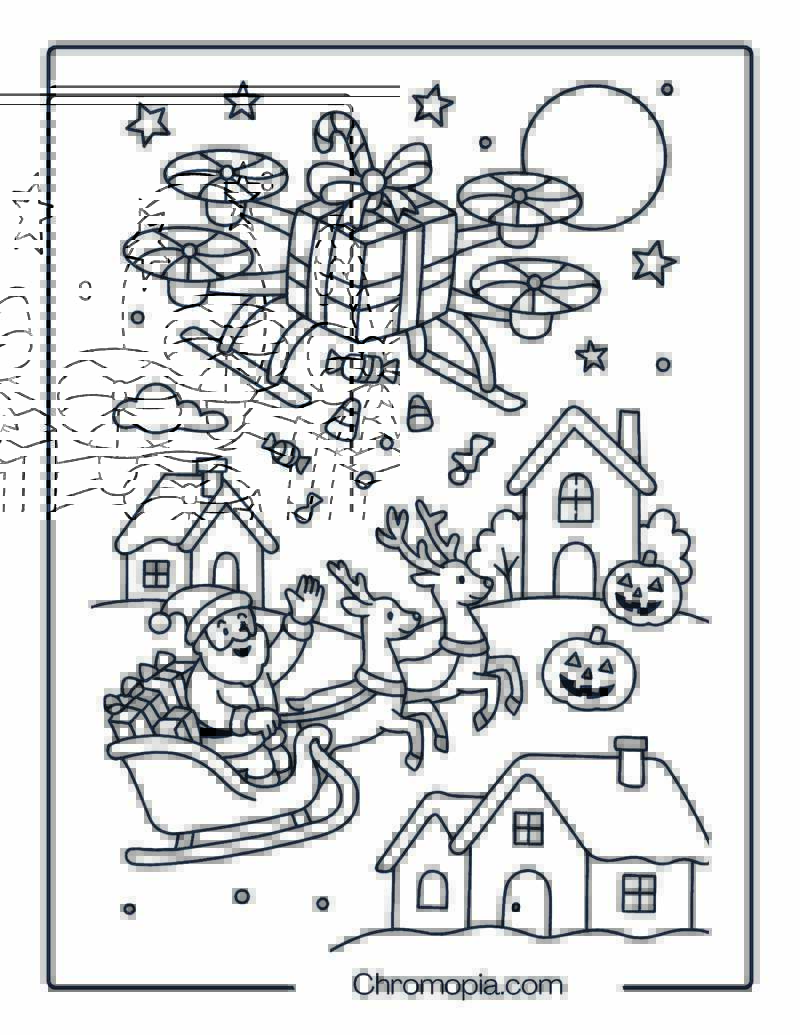 Drone Made of Christmas Gifts Flying over Santa_s Sleigh